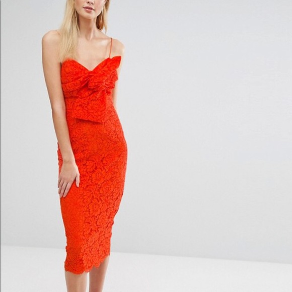 asos orange lace dress